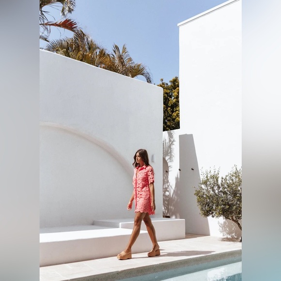 New with tags petal & pup tallie button up mini dress - watermelon - Picture 5 of 5